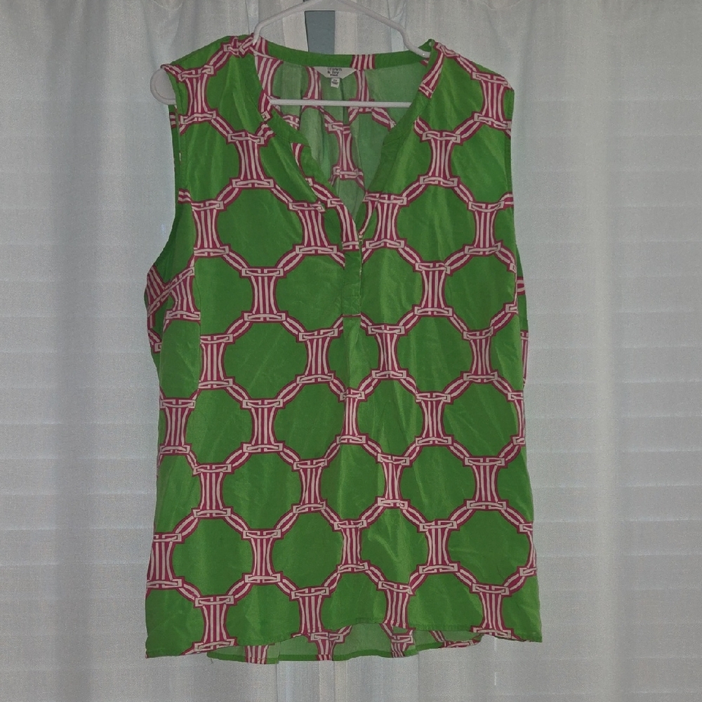 Plus Size Green and Pink Sleeveless Blouse